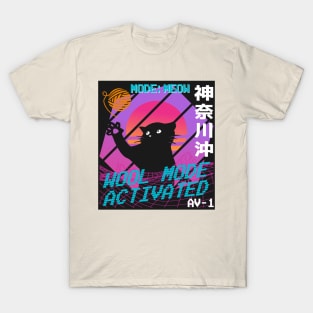 Vaporwave Aesthetic Style 80th Synthwave Cat T-Shirt